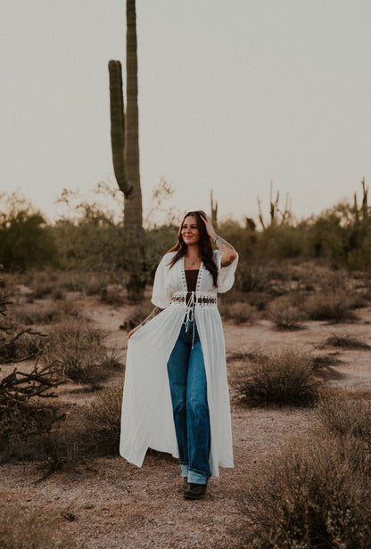 Boho Breeze Lace Long Duster Wild Cactus Boutique