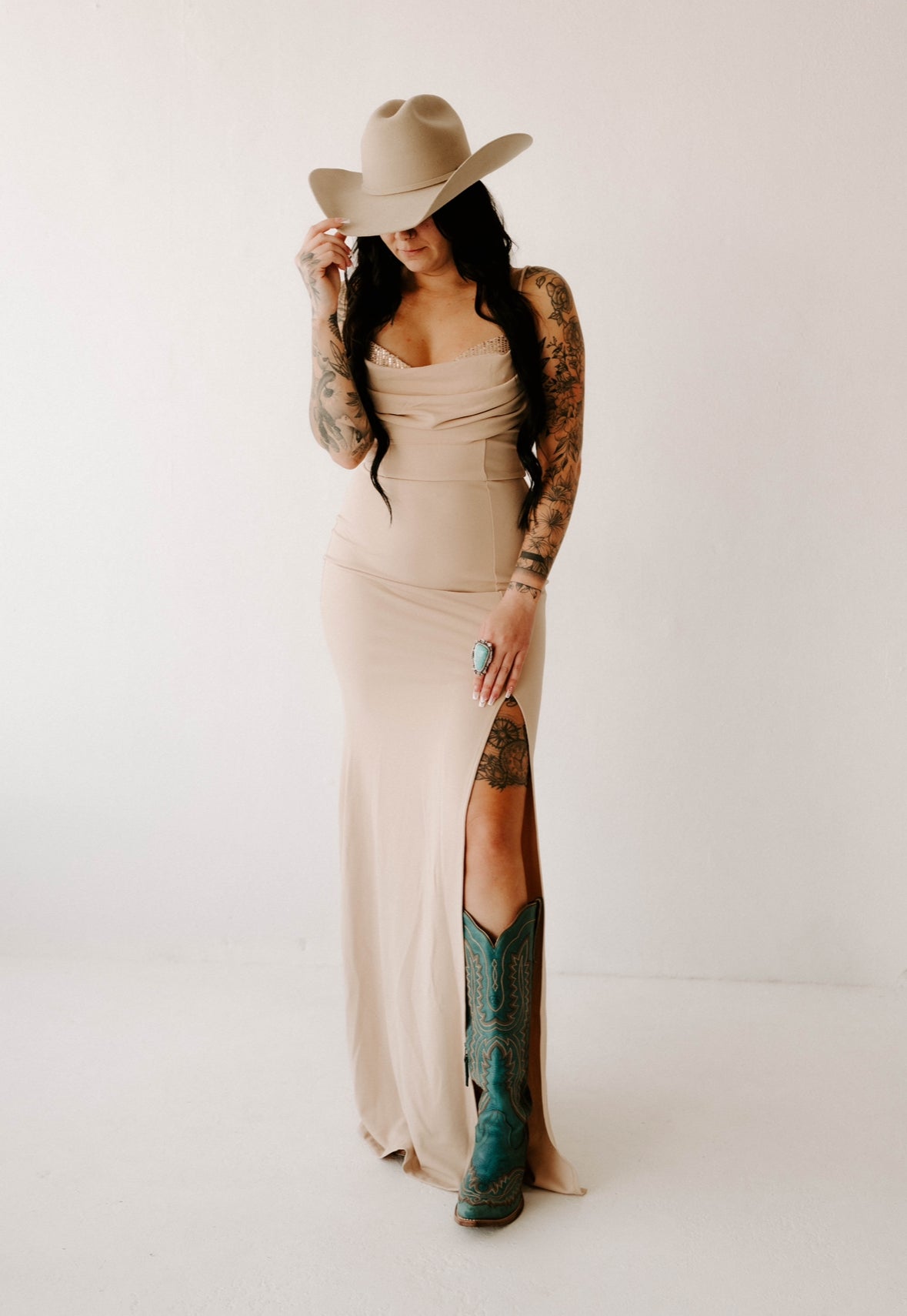 Maddie's Sequin Bust Draped Maxi Dress Wild Cactus Boutique