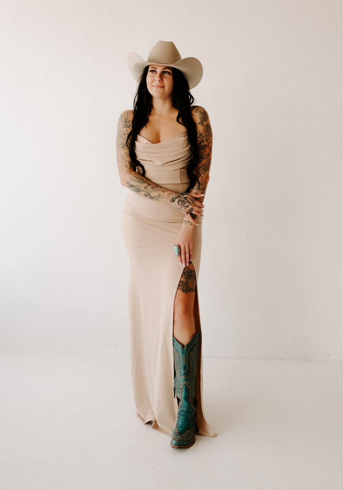 Maddie's Sequin Bust Draped Maxi Dress Wild Cactus Boutique