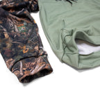 Heavy Fleece Raglan Hoodie |  Green + Camo Blocked Luckless Outfitters