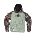 Heavy Fleece Raglan Hoodie |  Green + Camo Blocked Luckless Outfitters