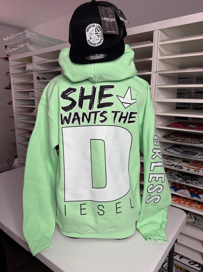 She Wants the Diesel | Funny Men's and Women's Black Country Hoodie Luckless Outfitters