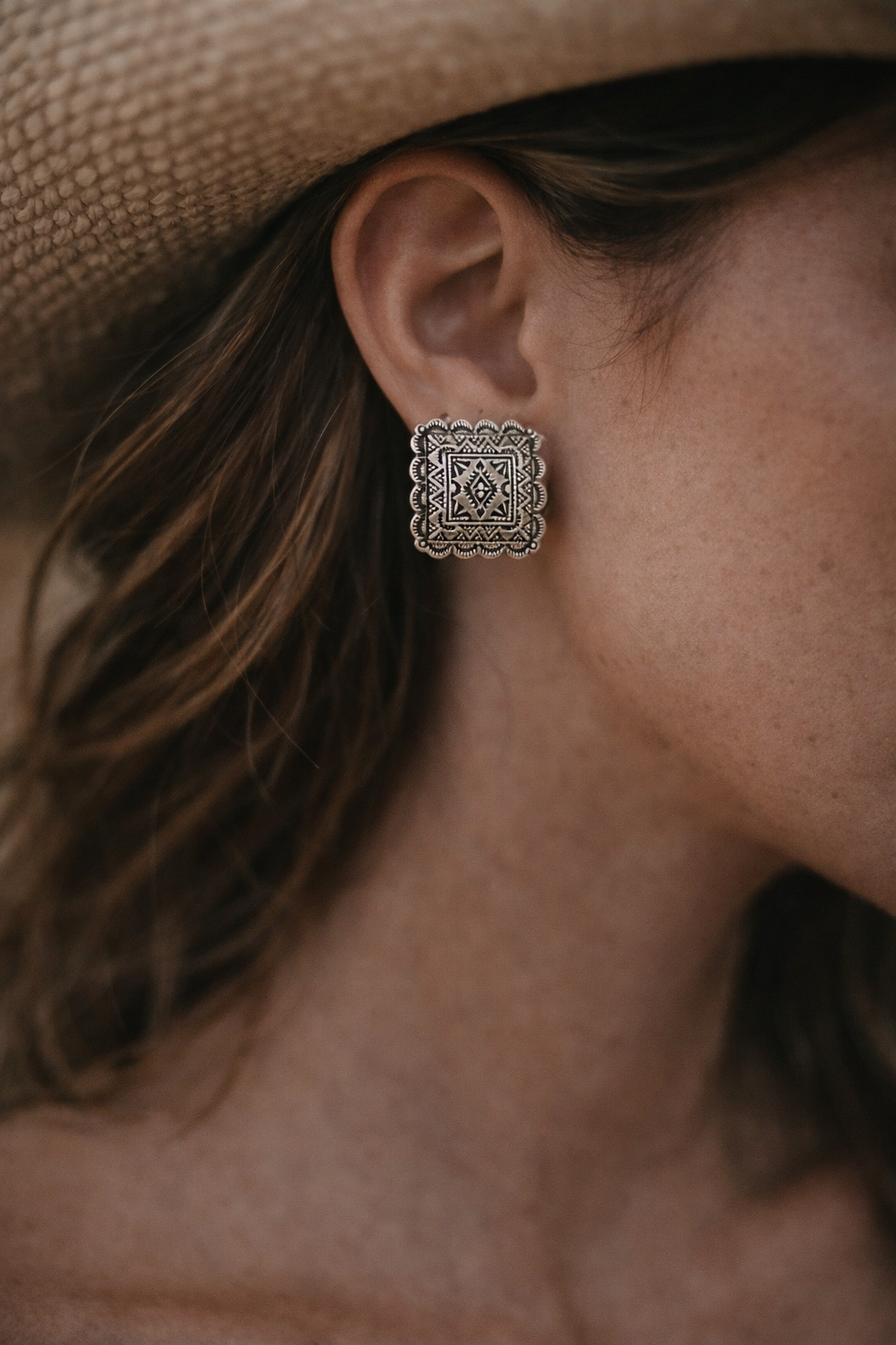 Western Concho Post Earrings Wild Cactus Boutique