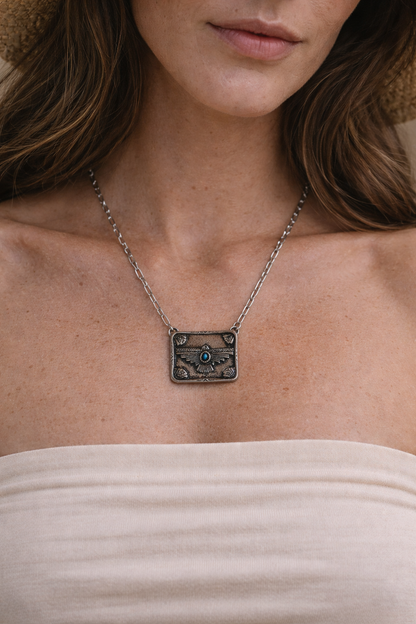 Western Thunderbird Metal Plate Necklace Wild Cactus Boutique
