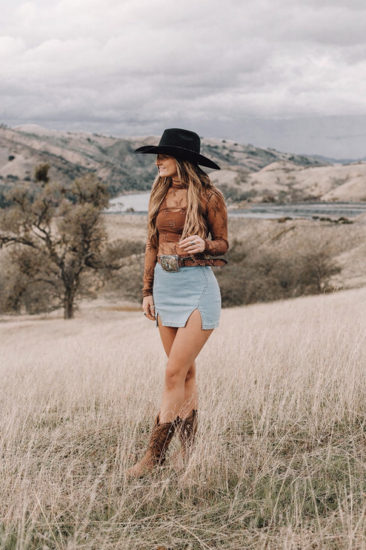 Tia's High Waisted Light Denim Skirt Wild Cactus Boutique