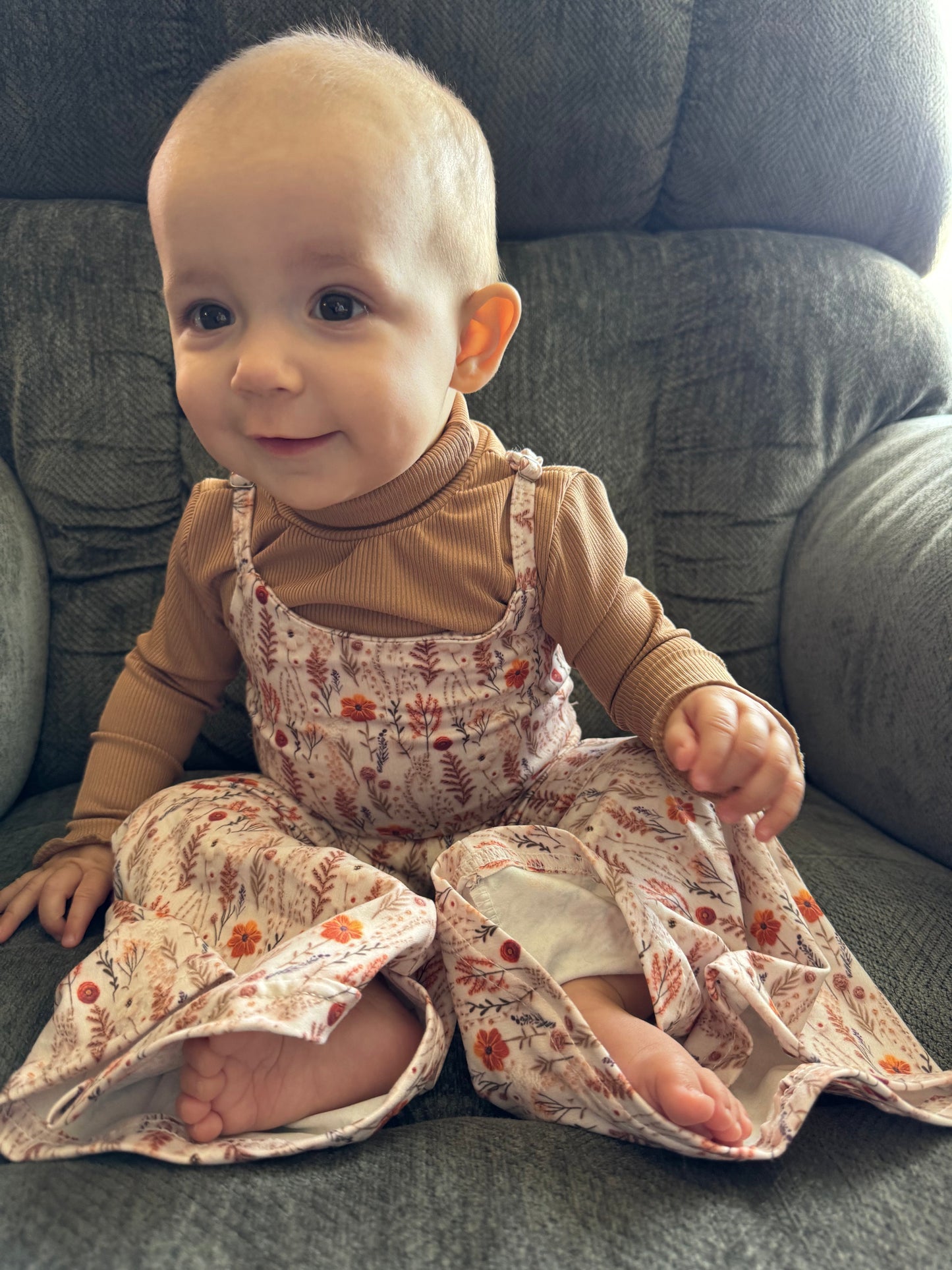 Fall Floral Jumpsuit with light Brown Turtle Neck Thread & Co. Boutique, LLC