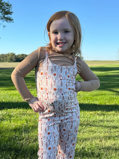 Fall Floral Jumpsuit with light Brown Turtle Neck Thread & Co. Boutique, LLC