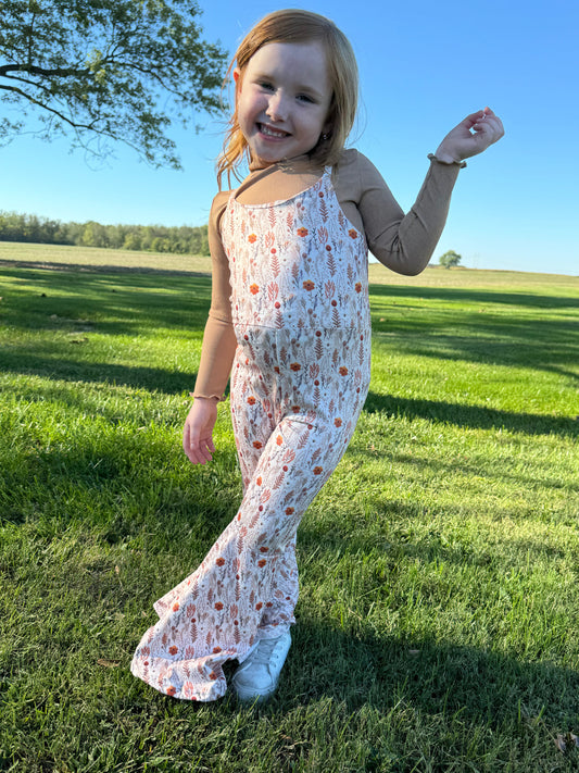 Fall Floral Jumpsuit with light Brown Turtle Neck Thread & Co. Boutique, LLC