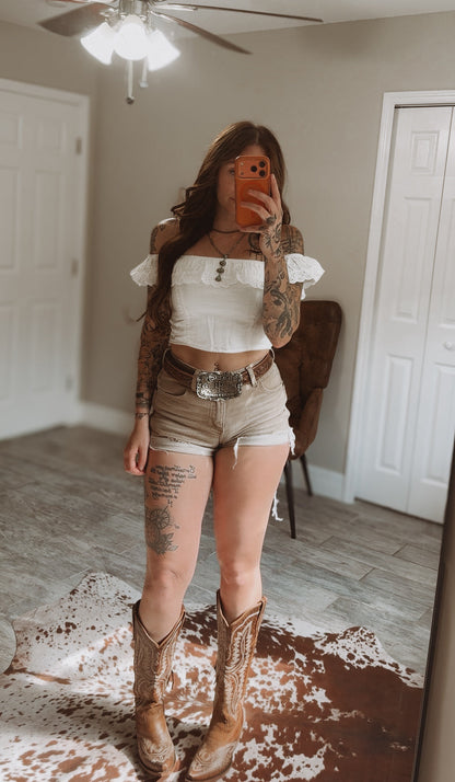 Liv Lace Trim Crop Top Wild Cactus Boutique