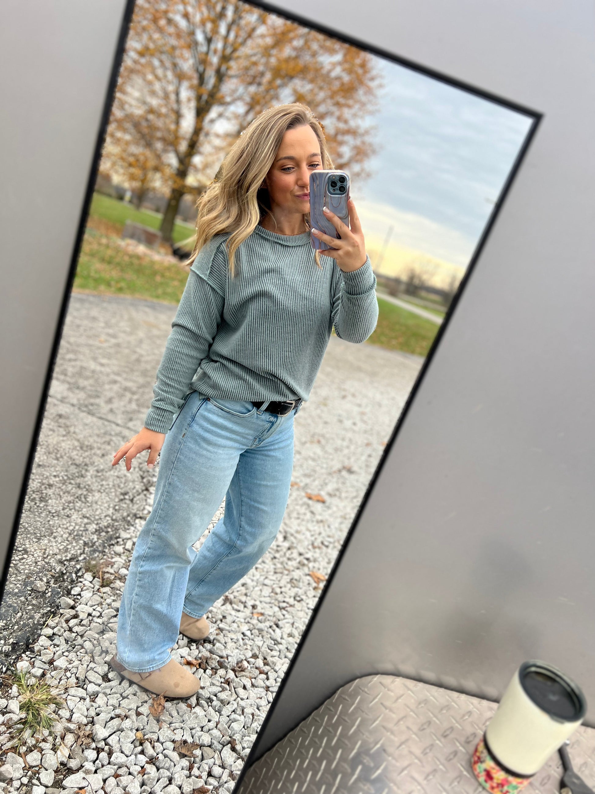 Solid Blush Ribbed Pullover Thread & Co. Boutique, LLC