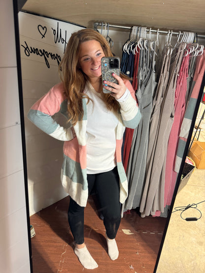 Colorblock Stripe Open-Front Cardigan Thread & Co. Boutique, LLC