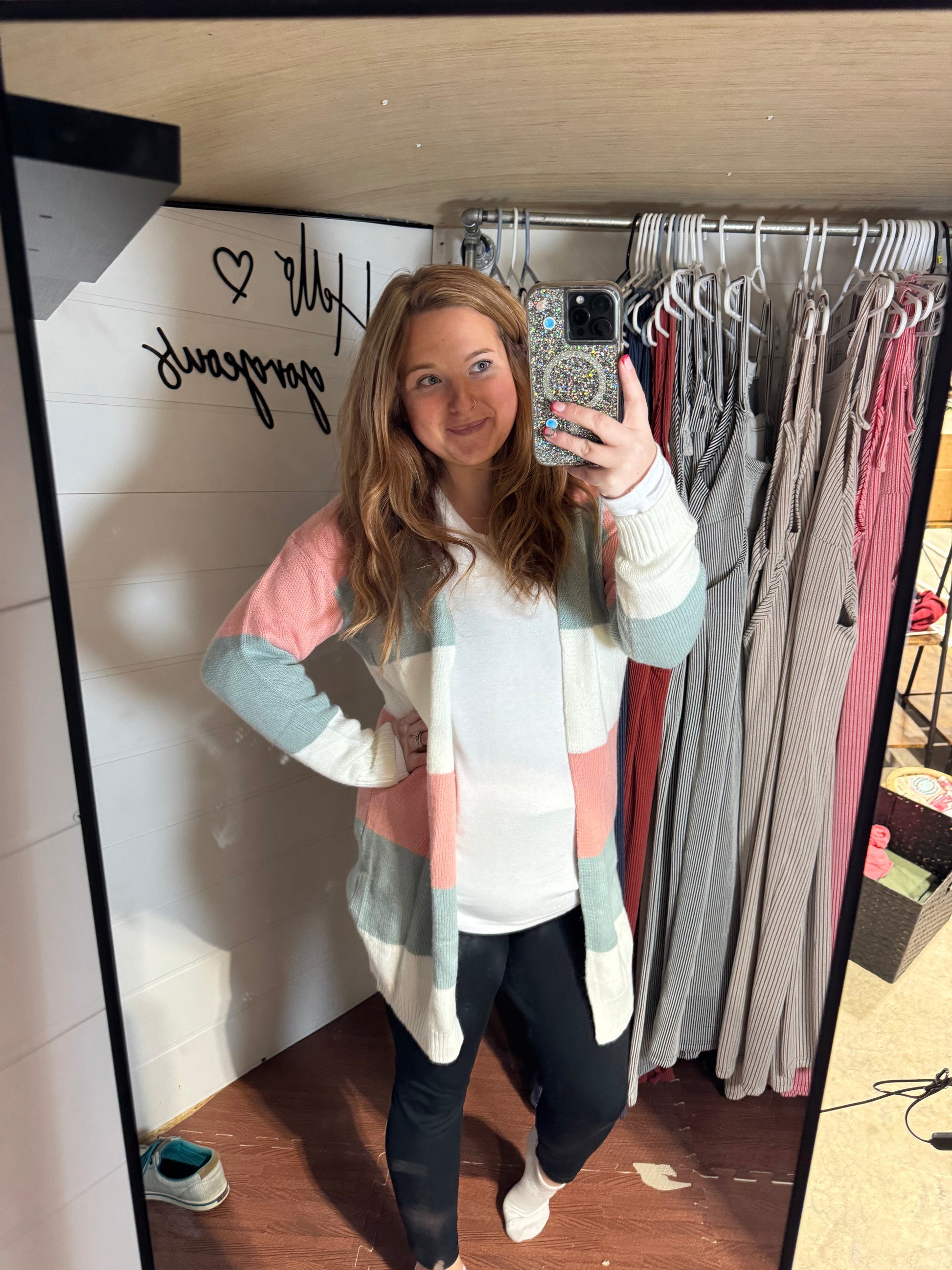 Colorblock Stripe Open-Front Cardigan Thread & Co. Boutique, LLC