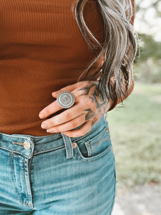 Western Concho Cowgirl Cuff Ring Wild Cactus Boutique
