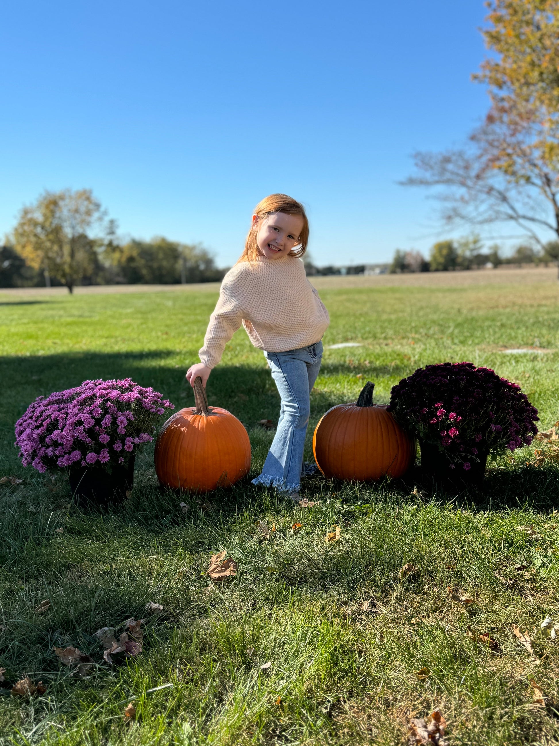 Cream color long sleeve pullover girls sweater Thread & Co. Boutique, LLC