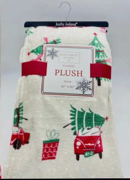Kathy Ireland Christmas Flannel Fleece Throw Blankets Thread & Co. Boutique, LLC