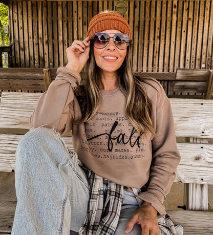 Fall Words SUPER SOFT Sweatshirt *TAN (S-2X) Bella Canvas Chloe Vs Tank The Boutique