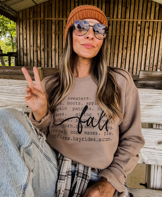 Fall Words SUPER SOFT Sweatshirt *TAN (S-2X) Bella Canvas Chloe Vs Tank The Boutique