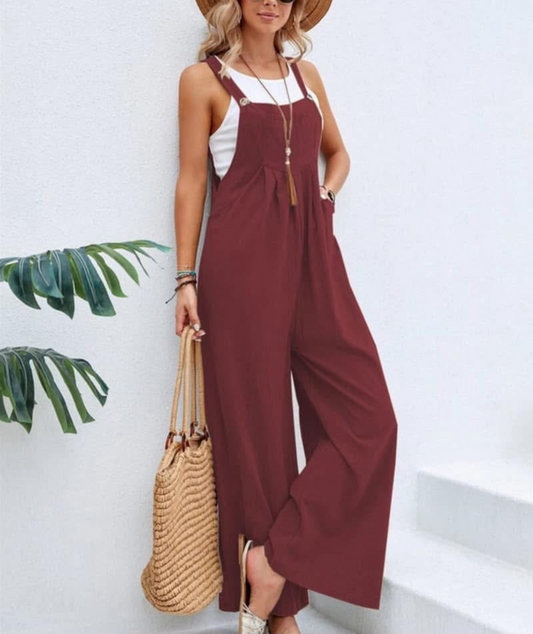 Daily Maroon Overall Jumpsuit Thread & Co. Boutique, LLC