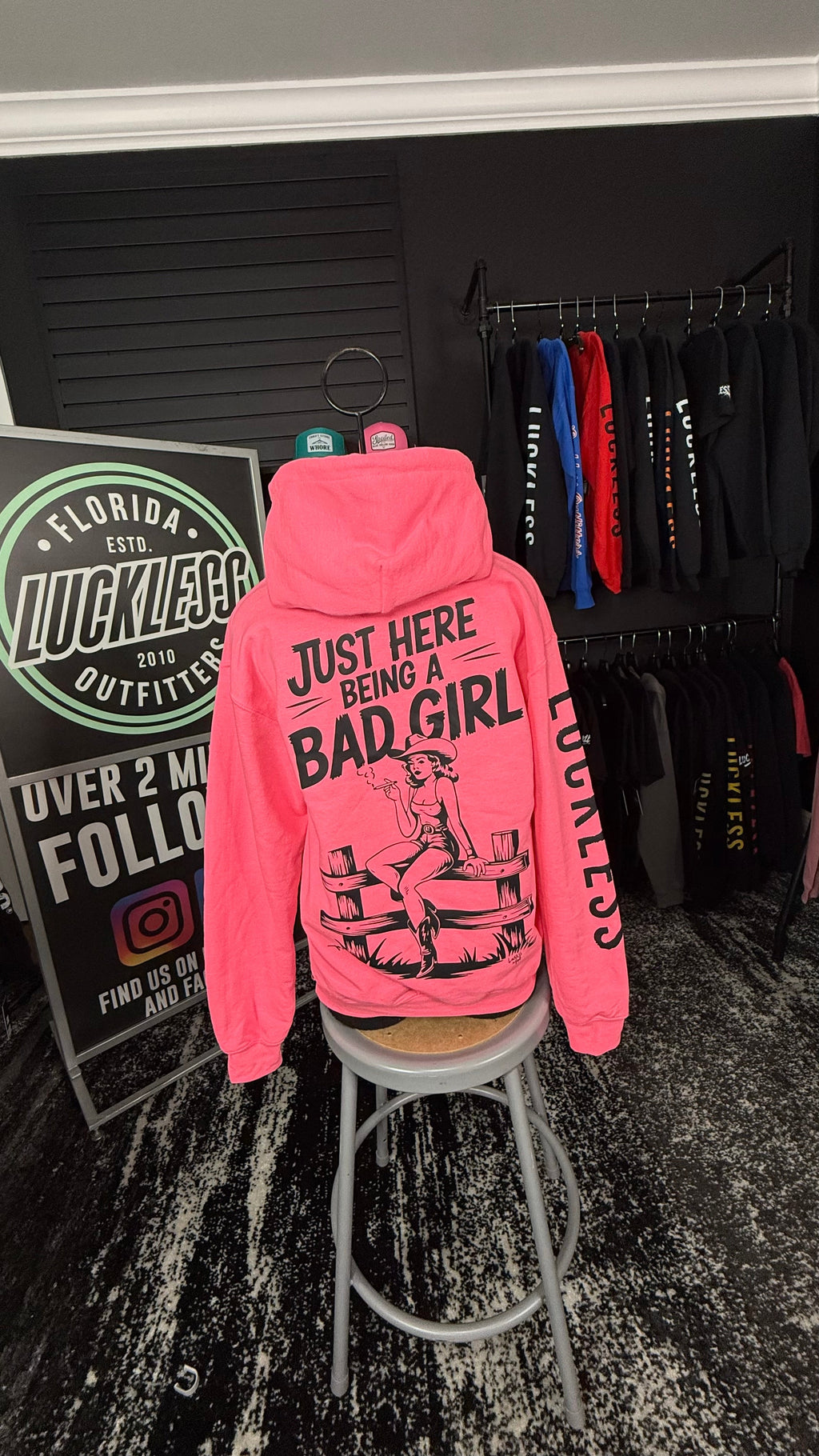 Bad Girl Neon Pink Hoodie Luckless Outfitters