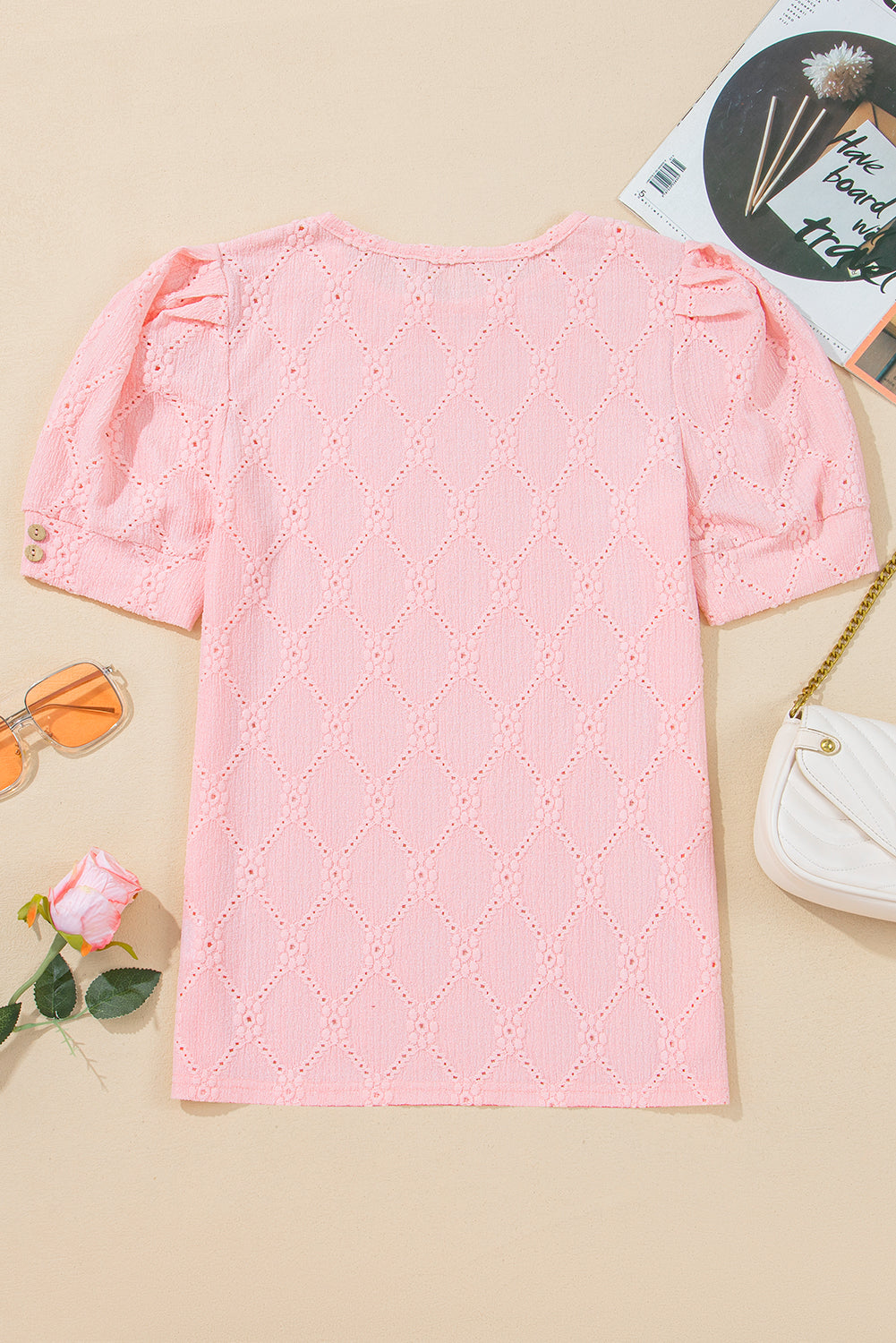 Scarlet Flower Textured Short Sleeve Top Thread & Co. Boutique, LLC