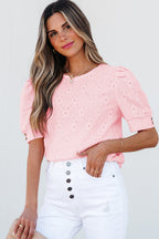 Scarlet Flower Textured Short Sleeve Top Thread & Co. Boutique, LLC