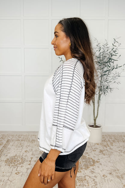 Preoccupied Striped Sleeve Top in Black Thread & Co. Boutique, LLC