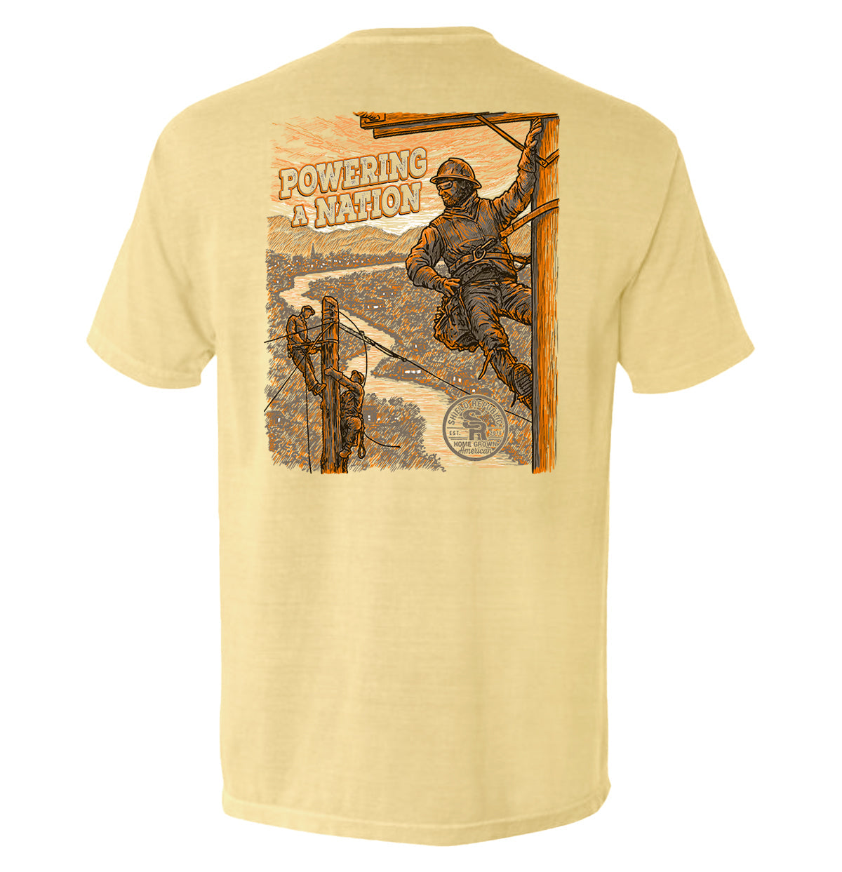 Powering a Nation Pocket Tee Shield Republic