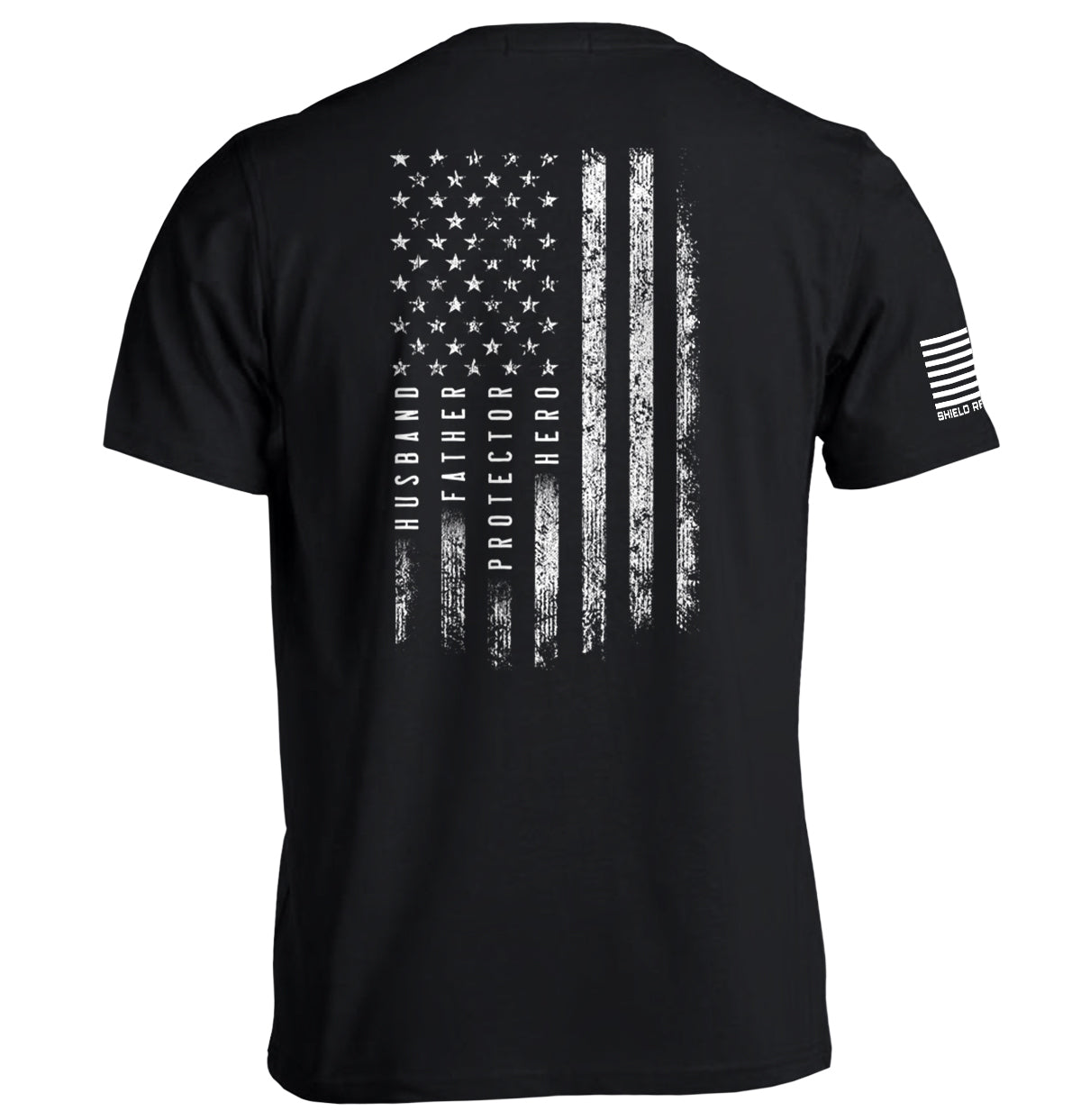 Husband Father Protector Hero American Flag Shield Republic