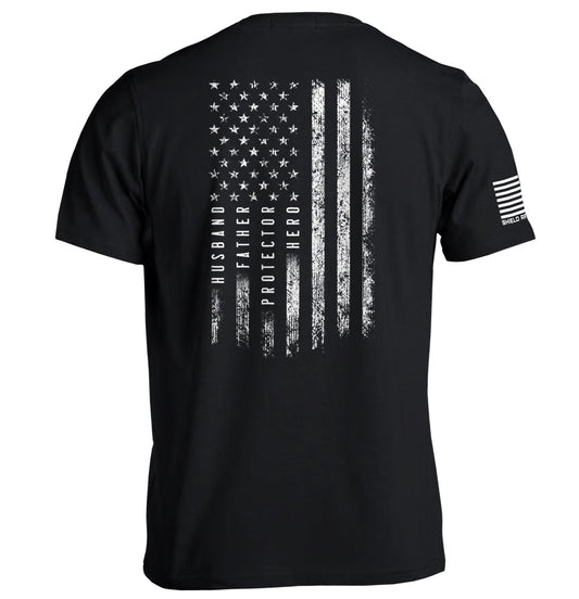 Husband Father Protector Hero American Flag Shield Republic