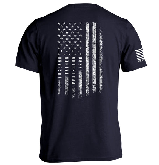 Husband Father Protector Hero American Flag Shield Republic