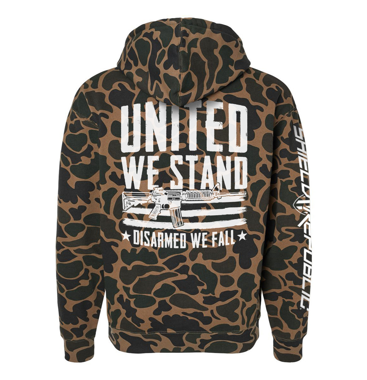 United We Stand Disarmed We Fall Shield Republic