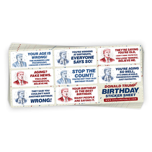 Donald Trump Birthday Sticker Sheet Shield Republic