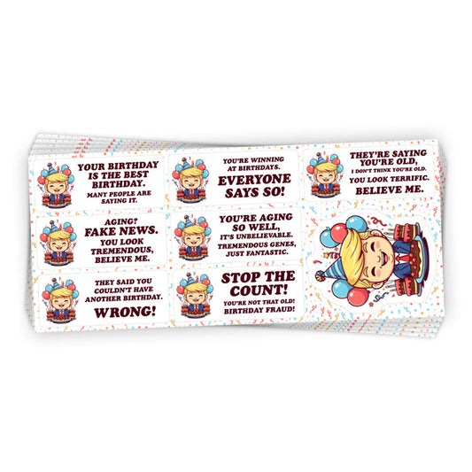 Cartoon Donald Trump Birthday Sticker Sheet Shield Republic