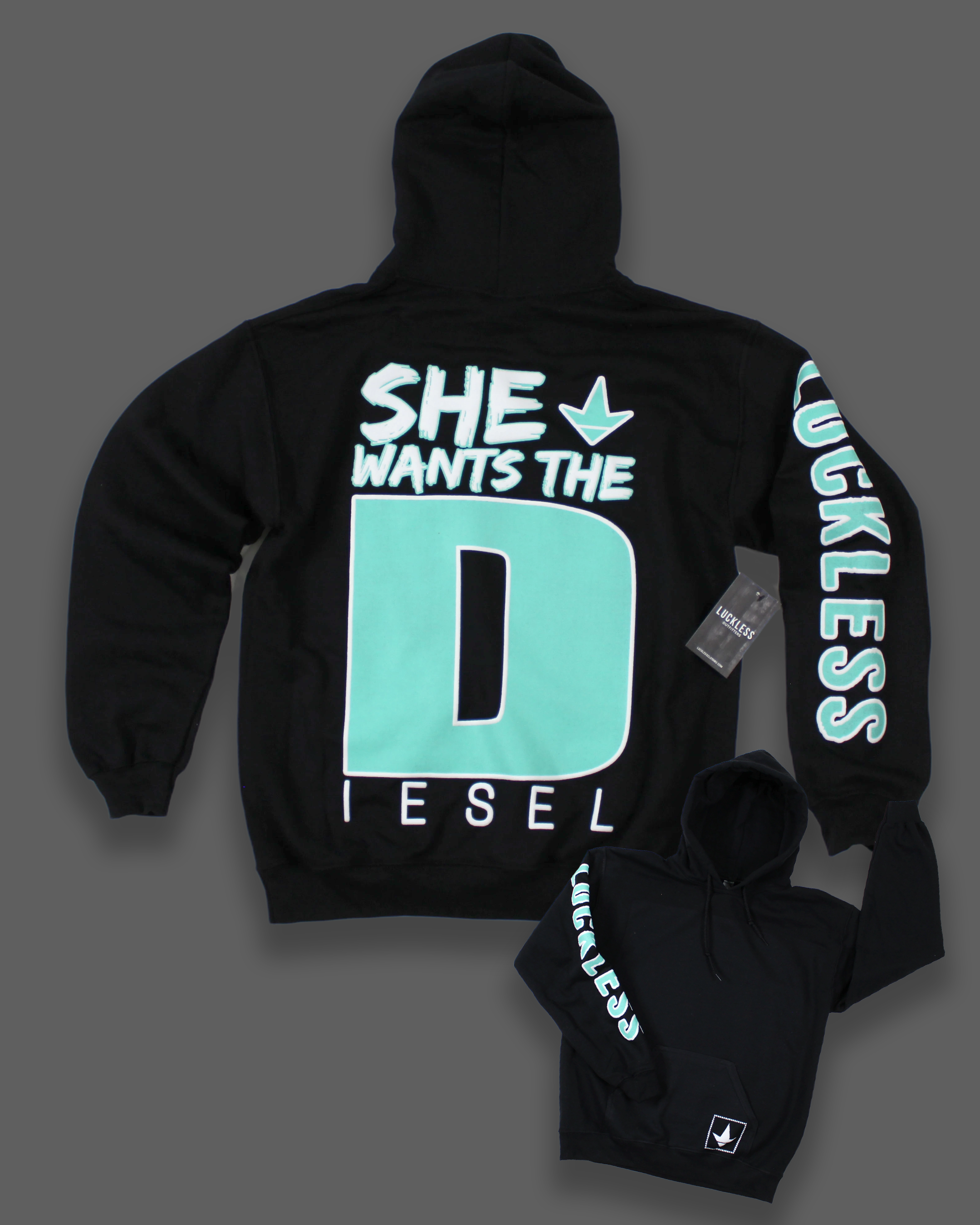 She Wants the Diesel | Funny Men's and Women's Black Country Hoodie Luckless Outfitters