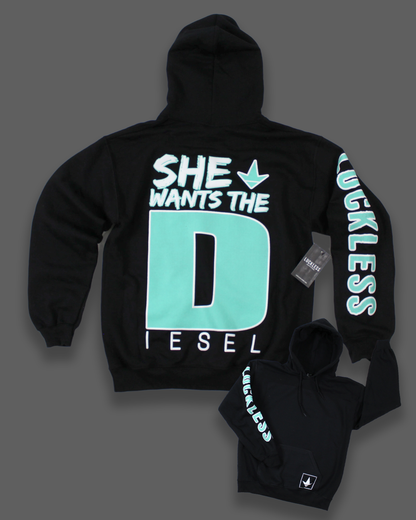 She Wants the Diesel | Funny Men's and Women's Black Country Hoodie Luckless Outfitters