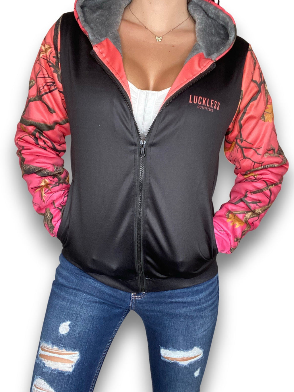 SUN KISSED CAMO HEAVY ZIP FLEECE HOODIE Luckless Outfitters