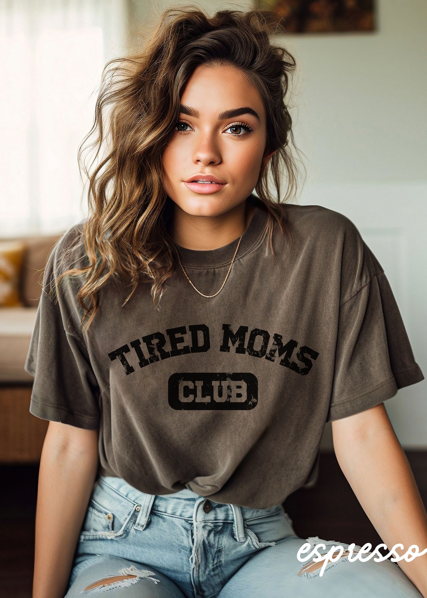 Pre-Order: Tired Moms Club Tee *Espresso (S-3X) Chloe Vs Tank The Boutique