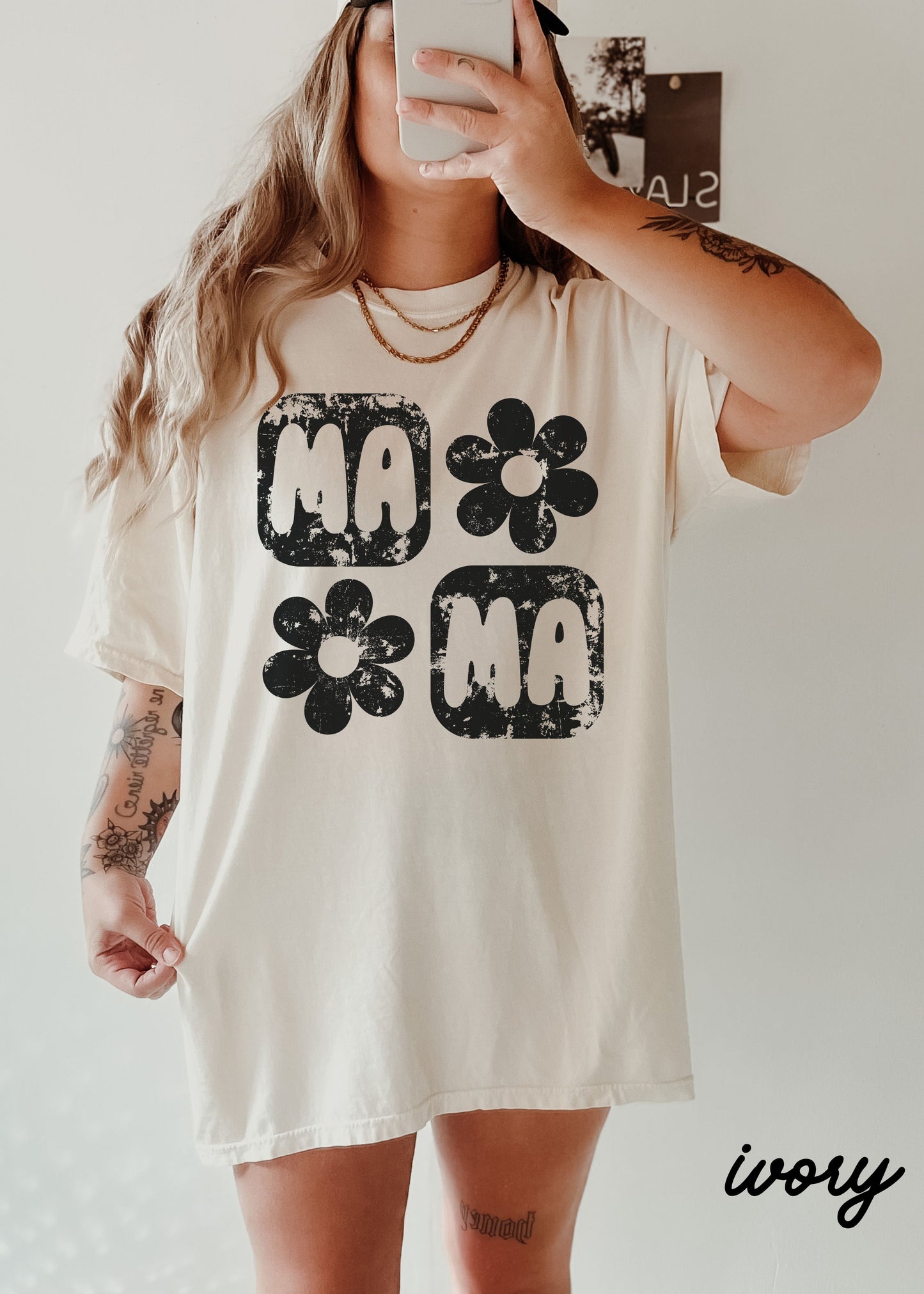 PRE-ORDER: Mama Floral Squared Tee *10 Colors (S-3X) Chloe Vs Tank The Boutique