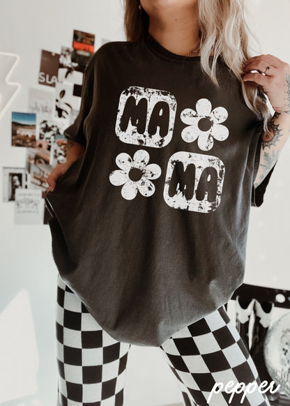 PRE-ORDER: Mama Floral Squared Tee *10 Colors (S-3X) Chloe Vs Tank The Boutique