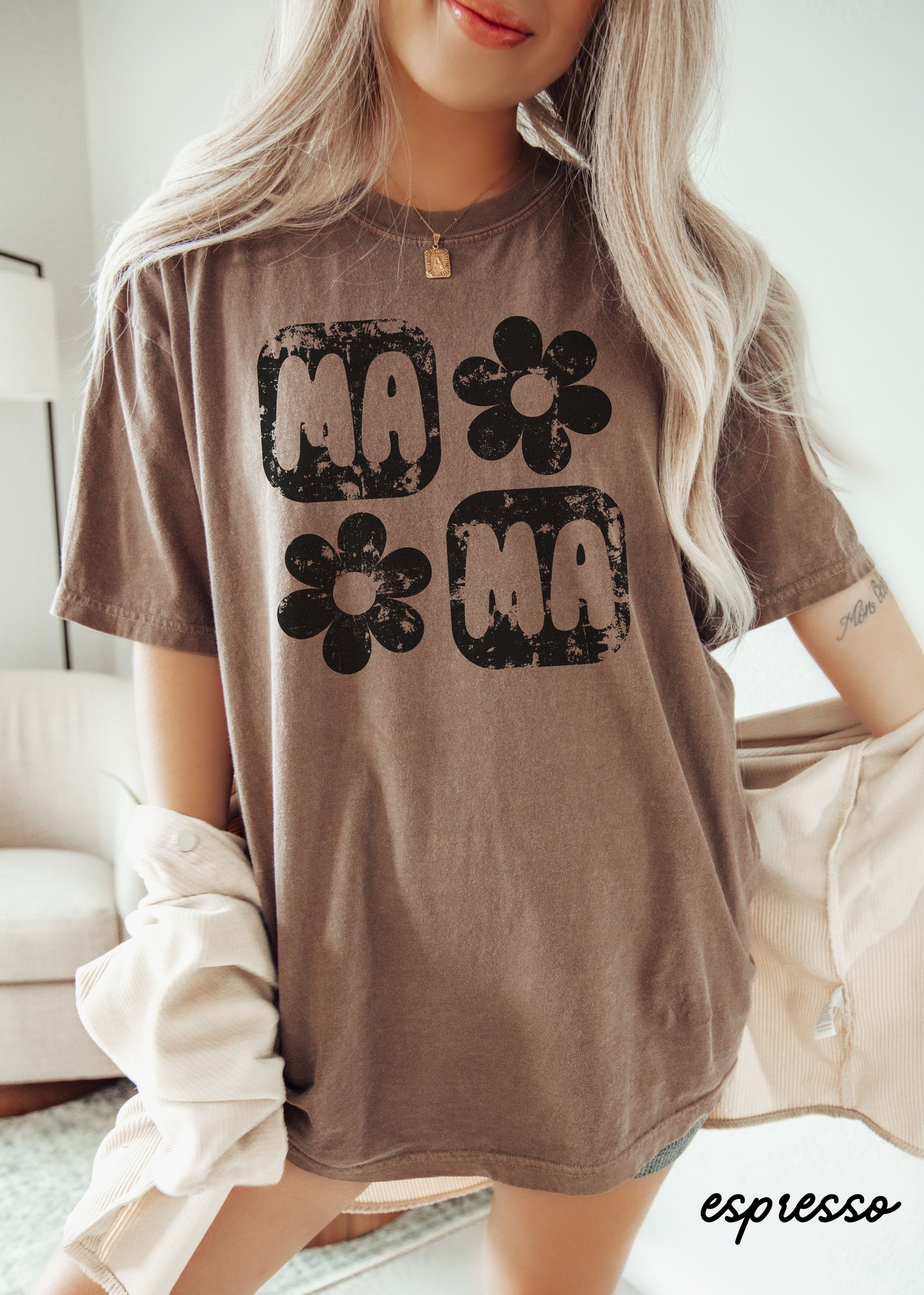 PRE-ORDER: Mama Floral Squared Tee *10 Colors (S-3X) Chloe Vs Tank The Boutique