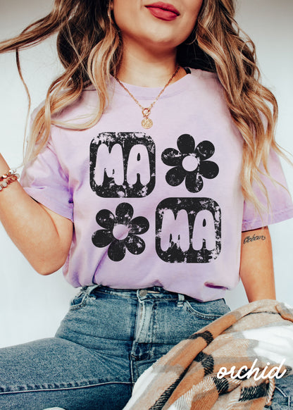 PRE-ORDER: Mama Floral Squared Tee *10 Colors (S-3X) Chloe Vs Tank The Boutique
