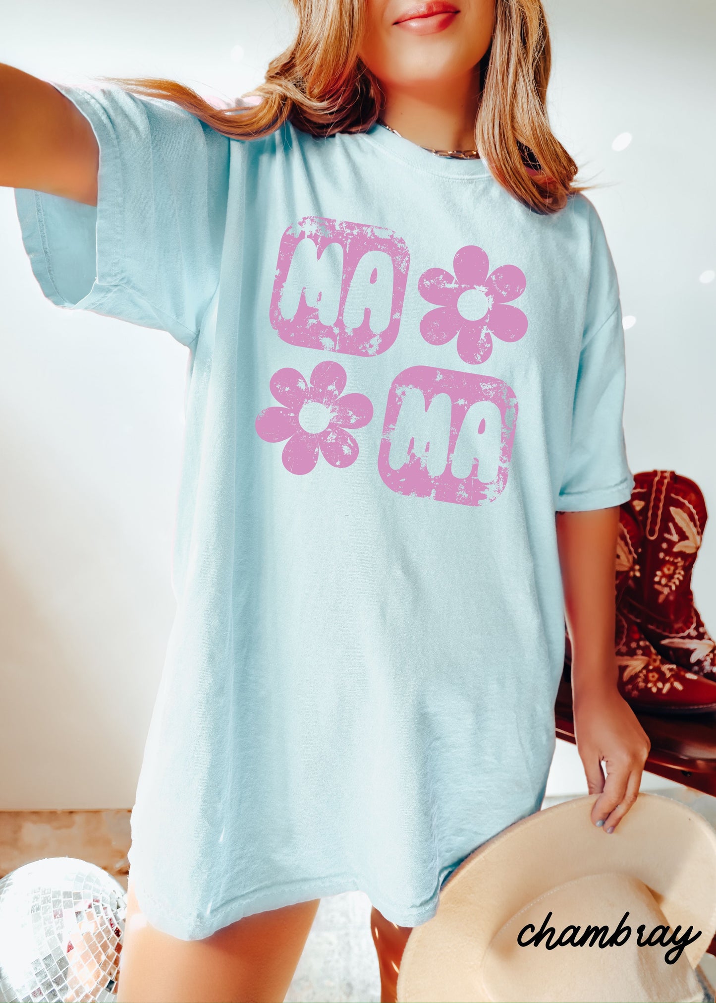 PRE-ORDER: Mama Floral Squared Tee *10 Colors (S-3X) Chloe Vs Tank The Boutique