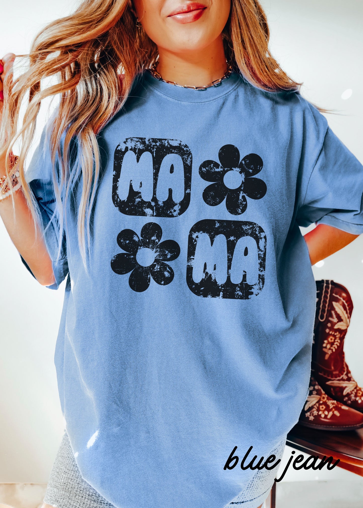 PRE-ORDER: Mama Floral Squared Tee *10 Colors (S-3X) Chloe Vs Tank The Boutique