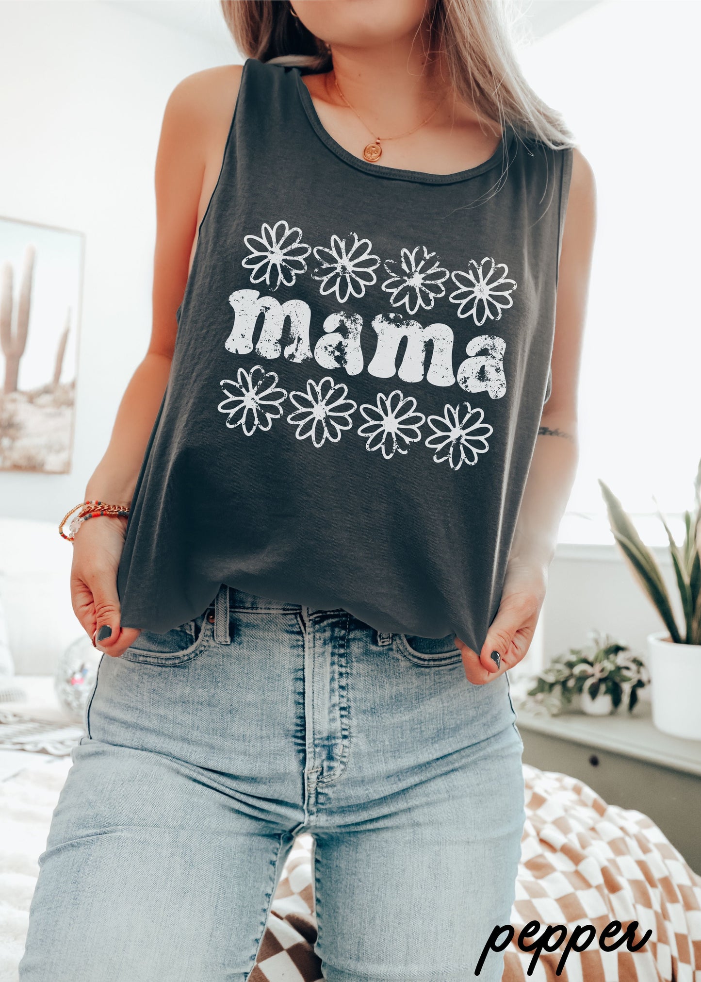 PRE-ORDER: Mama Daisy Floral Tank *7 Colors (S-3X) Chloe Vs Tank The Boutique