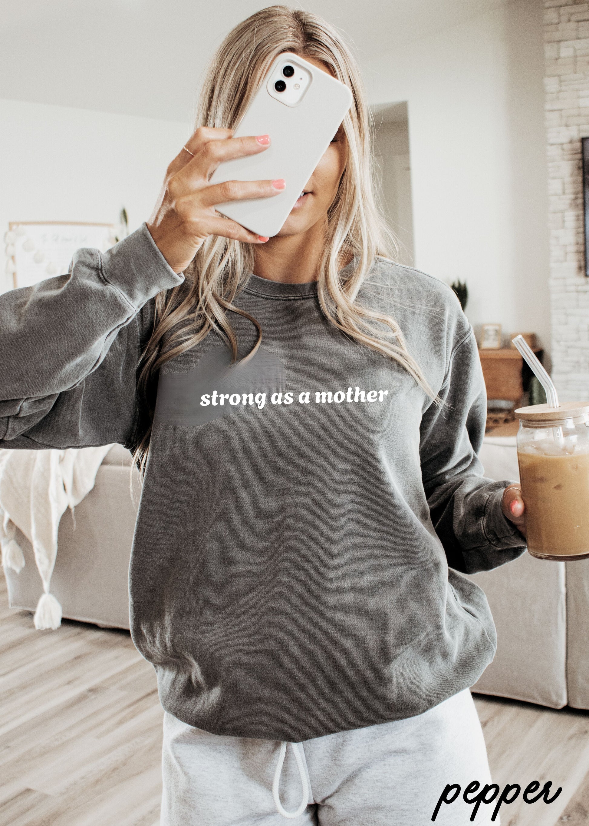 PRE-ORDER: Strong as a Mother Sweatshirt *8 Colors Comfort Colors (S-3X) Chloe Vs Tank The Boutique