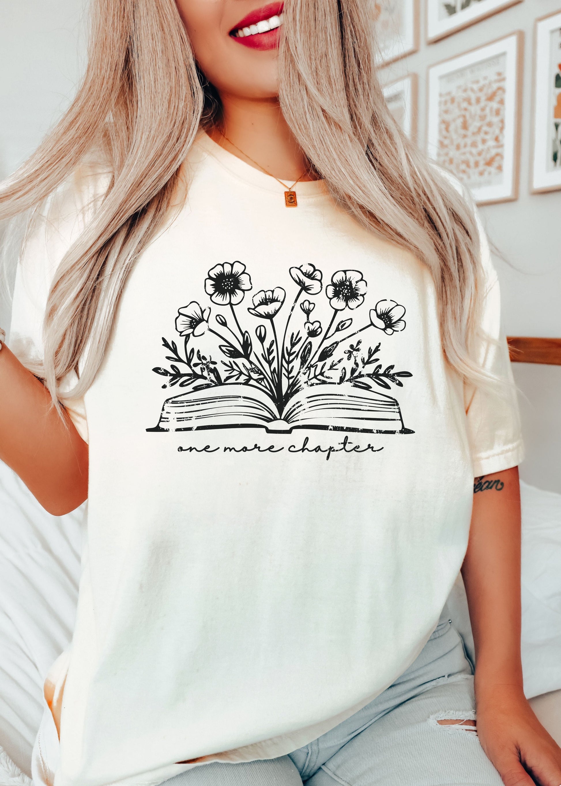 One More Chapter Floral Book Tee *10 Colors (S-3X) Chloe Vs Tank The Boutique