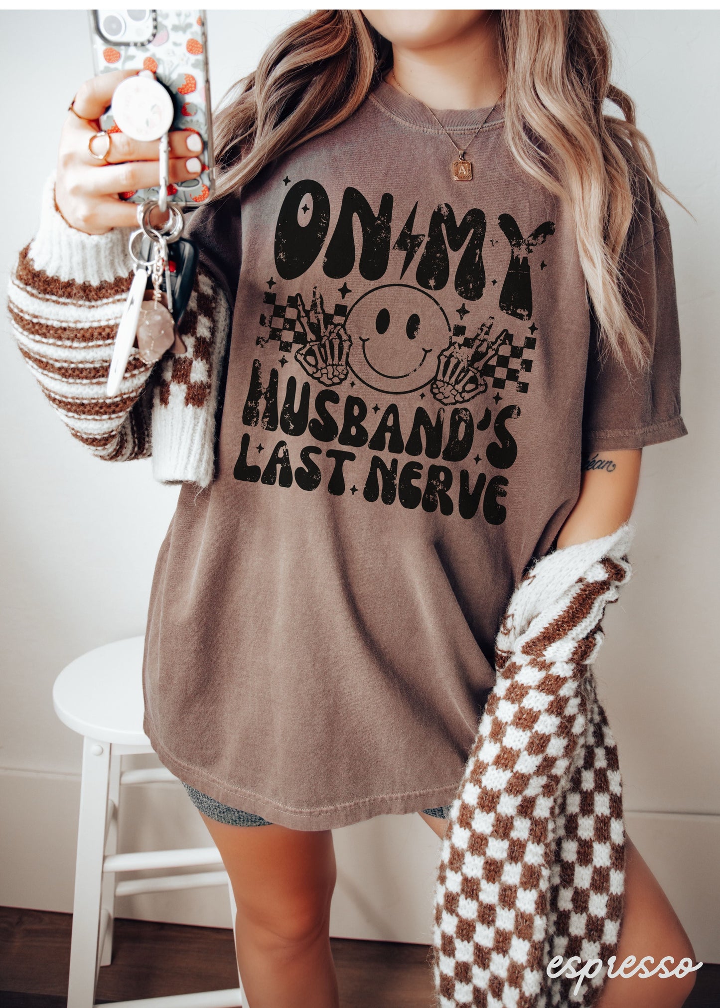 Husbands Last Nerve FRONT PRINT Tee *8 Colors (S-3X) Chloe Vs Tank The Boutique