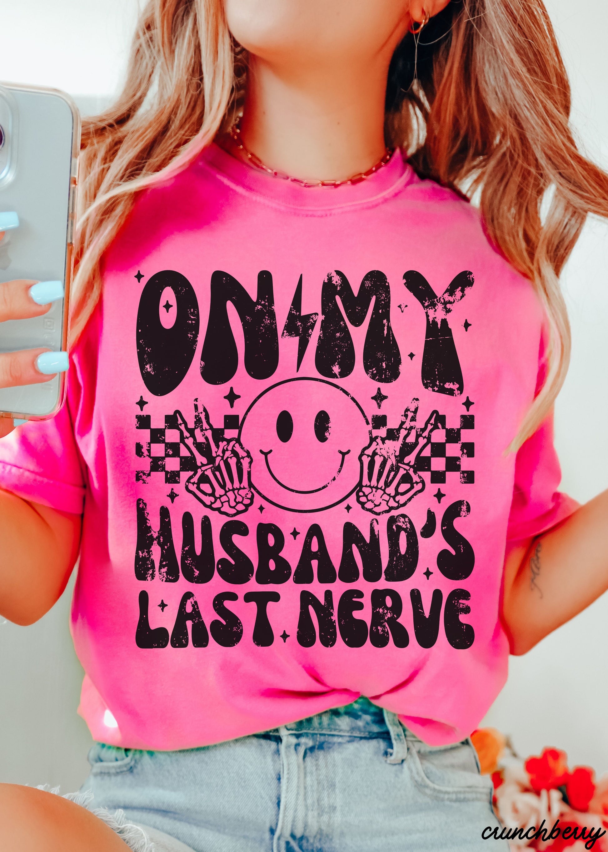 Husbands Last Nerve FRONT PRINT Tee *8 Colors (S-3X) Chloe Vs Tank The Boutique