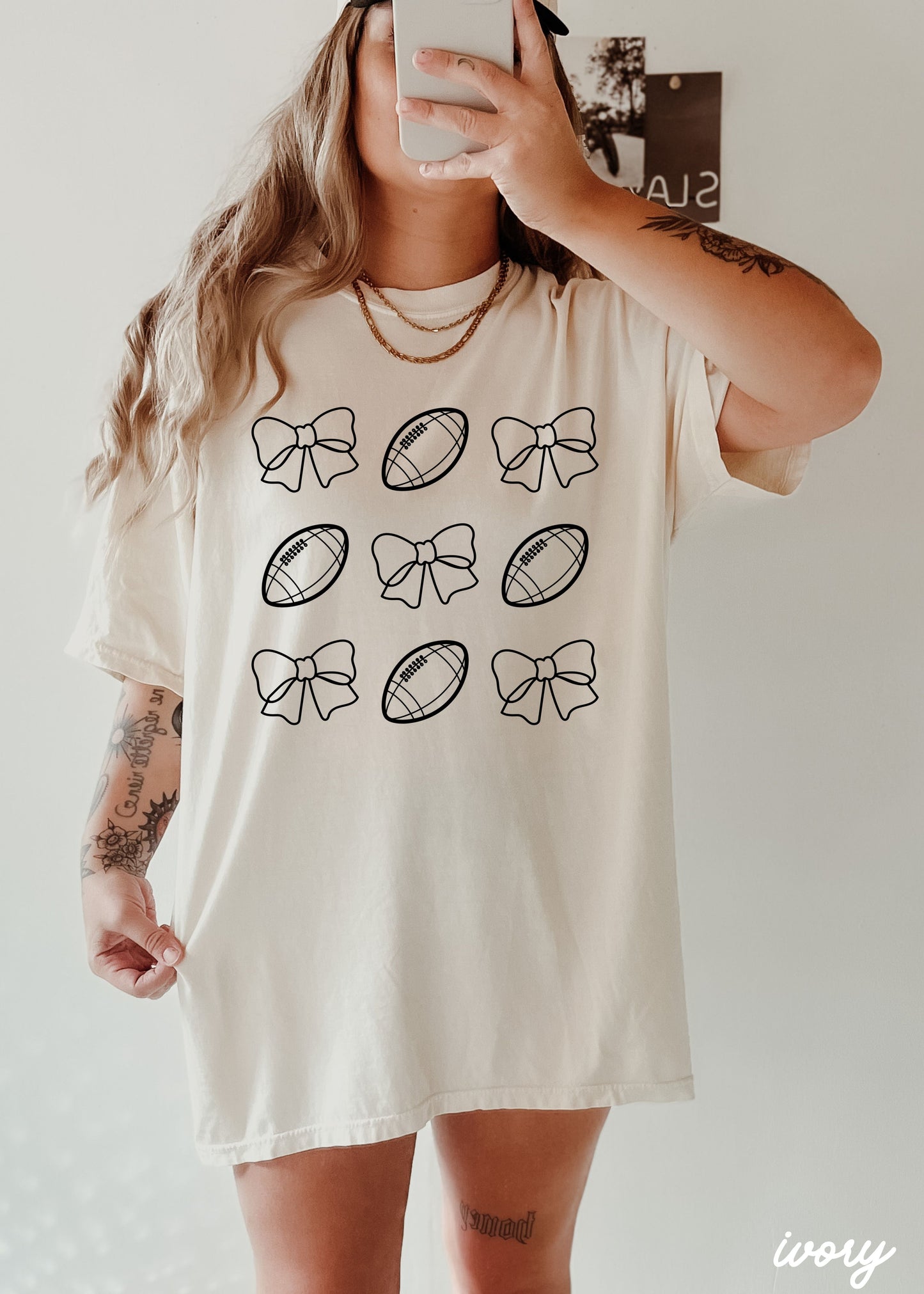 Football Bow Coquette Rows Tee *12 Colors (S-3X) Chloe Vs Tank The Boutique