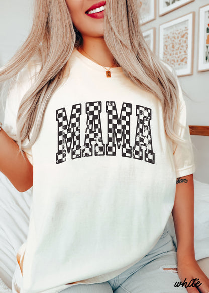 Mama Outline Checkered Tee *12 Colors (S-3X) Chloe Vs Tank The Boutique